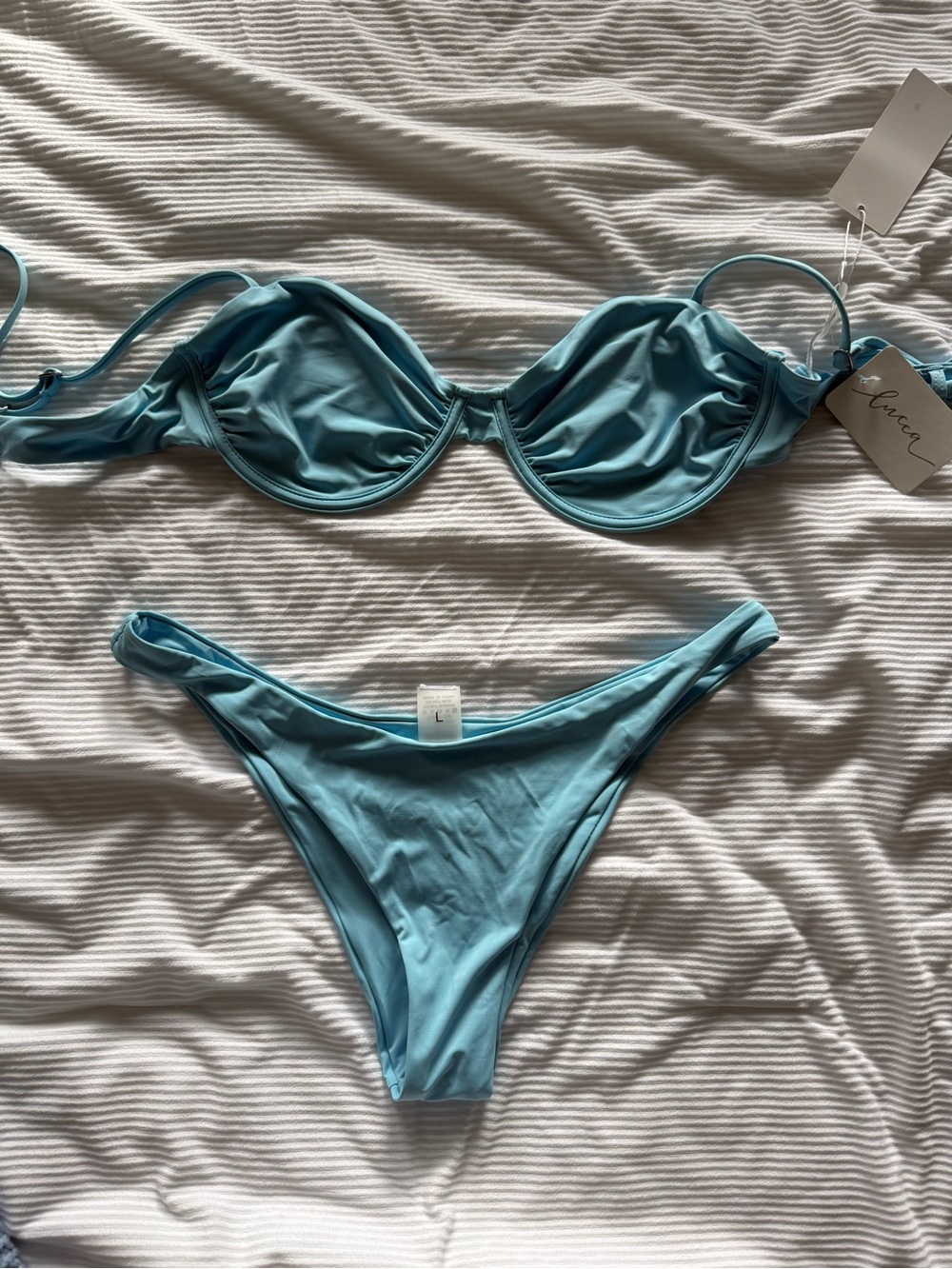 Underwire Bikini Set in Aqua Blue by (unknown)